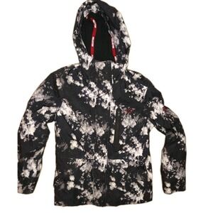Hollister Blk/Wt Snow Cap Camo Style Coat Fleece lined All Weather XS jacket